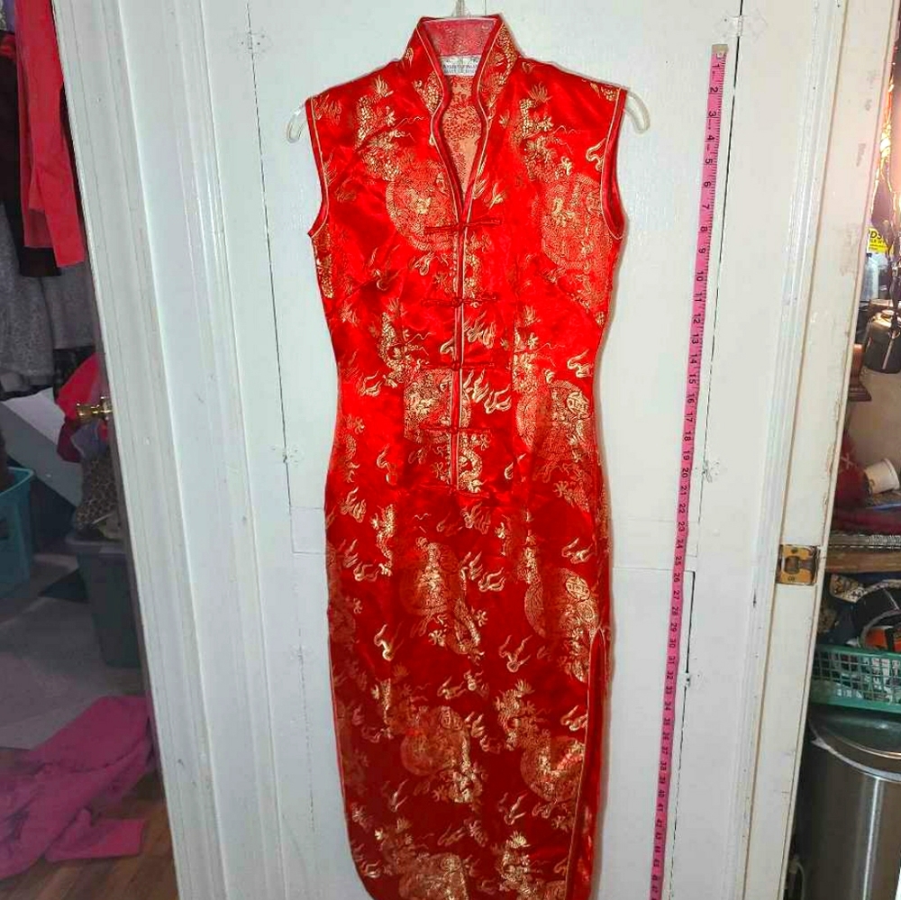 JinxiangpinganWomens Cheongsam Dress Red